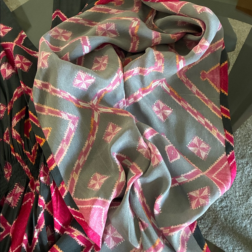 NWOT Elegant Pink & Gray Flowy Maxi Dress- one size fits all - Picture 8 of 9